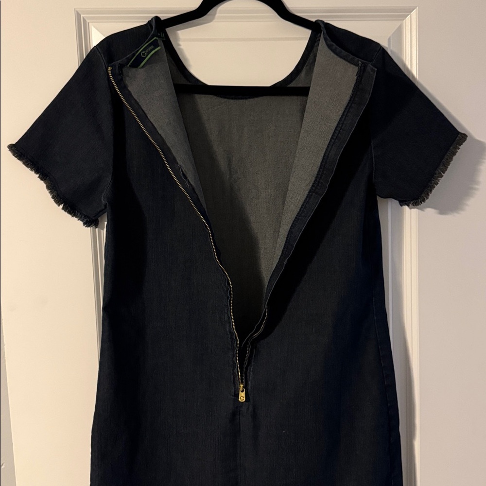 C. Wonder Frayed Hem Short Sleeve Denim Dress Size 6 - Picture 4 of 5